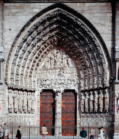 Gotische Kunst: centraal portaal van de Notre Dame kathedraal van Parijs door Unknown artist