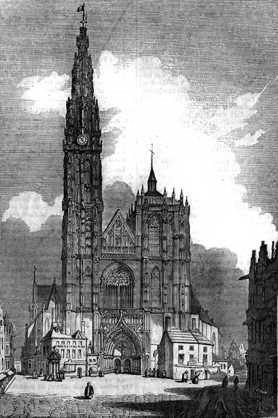 Gotische architectuur: zicht op de Kathedraal Notre Dame Antwerpen door Unknown artist
