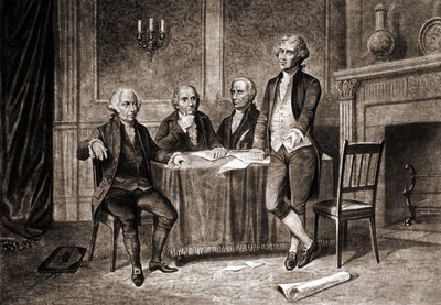 Gouverneur Morris (1752-1816), met Adams, Hamilton en Jefferson door Unknown artist