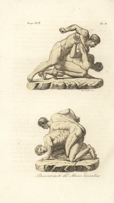 Griekse atleten die strijden in de vechtsport Pankration door Unknown artist