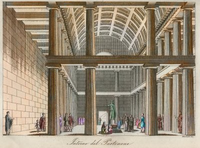 Griekse beschaving - Ideale reconstructie van het Parthenon in Athene - gravure uit 