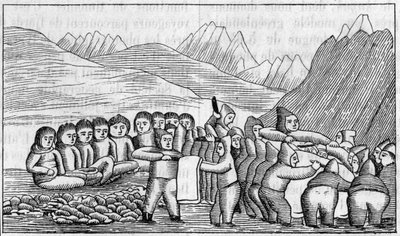 Groenland tentoonstelling bij de Geografische Vereniging, Parijs: Facsimile van een graftekening door Eskimo