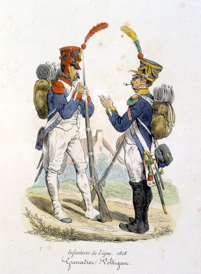 Grenadier en voltiger van de linie-infanterie door Unknown artist