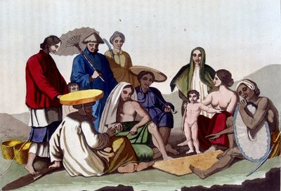 Groep Chinezen. Bibliotheek van decoratieve kunsten van Parijs Le costume ancien et moderne door Unknown artist