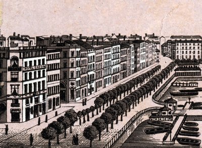 Hamburg, Duitsland: uitzicht op de oude Jungfernstieg door Unknown artist