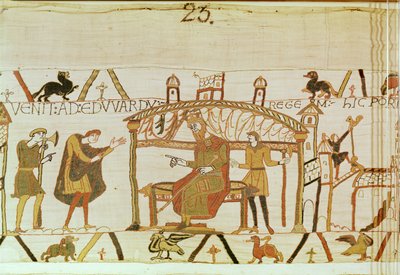 Harold komt voor Koning Edward, Tapijt van Bayeux door Unknown artist