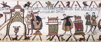 Harold zweert een heilige eed aan Willem in Bayeux, Tapijt van Bayeux door Unknown artist