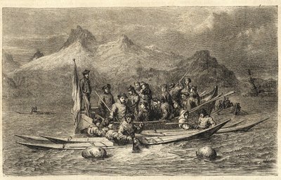 Jacht op zadelrobben - Jacht op zeehonden in Groenland - Gravure uit 