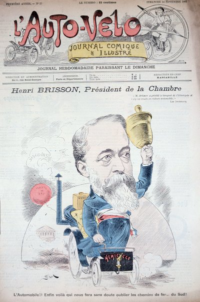 Henri Brisson in een auto (voorzitter van de kamer) - in 