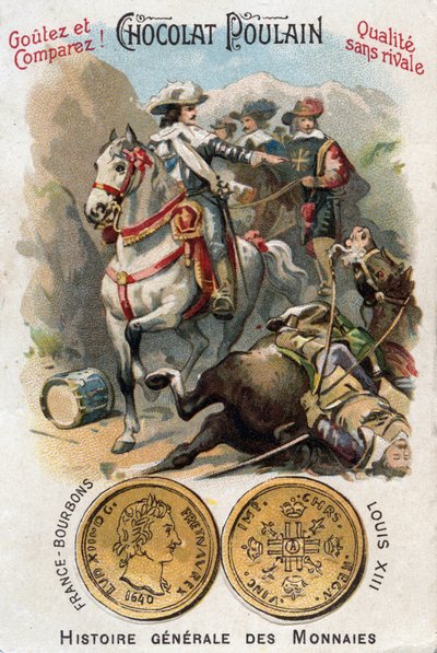 Geschiedenis van Frankrijk: Oorlog van de Successie van Mantua (1628-1631) tijdens de Dertigjarige Oorlog. De slag bij de Pas de Suze (Susa) met koning Lodewijk XIII (1601-1643) en kardinaal Richelieu (Armand Jean du Plessis). door Unknown artist