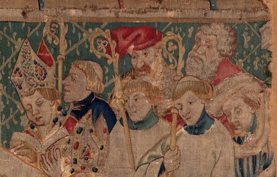 Geschiedenis van Sint Piat en Sint Eleuthère, Scene 10: Sint Eleuthère wordt gewijd als bisschop. Detail door Unknown artist