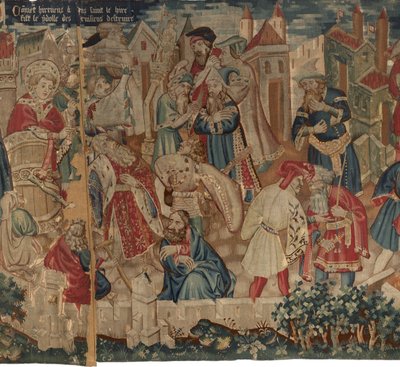 Geschiedenis van Sint Piat en Sint Eleuthère, Scène 4: Hirineus vernietigt het afgodsbeeld van de Doornikse mensen door Unknown artist