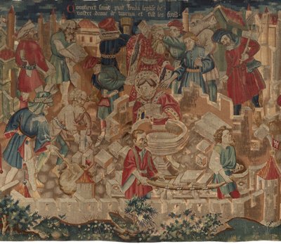 Geschiedenis van Sint Piat en Sint Eleuthère, Scene 5: Hoe de heilige Piat de kerk van Onze Lieve Vrouw stichtte en de doopvonten maakte door Unknown artist