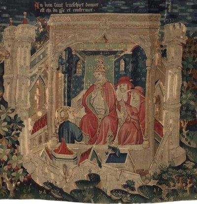 Geschiedenis van Sint Piat en Sint Eleuthère, Scène 9: De Heilige Éleuthère wordt bevestigd door de paus als de bisschop van Doornik door Unknown artist