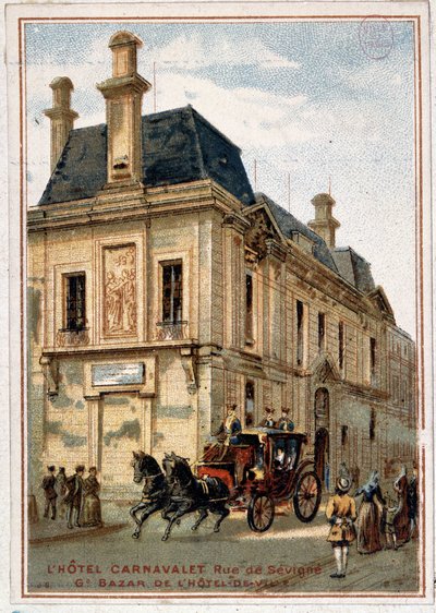 Hotel Carnavalet, reclame van de winkel 