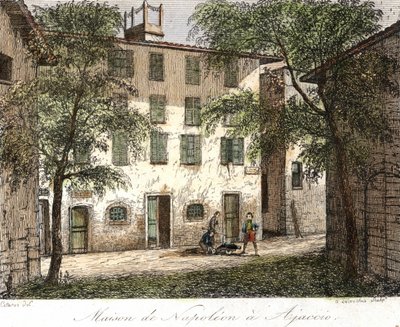 Huis van Napoleon in Ajaccio - Kleurgravure 19e eeuw door Unknown artist