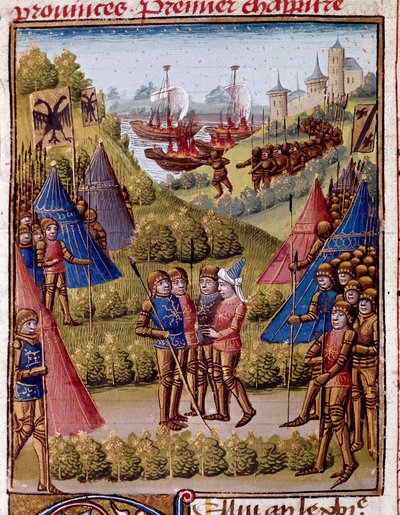 Hoe Romeinen de provincies van hun rijk verlaten. Miniatuur uit 