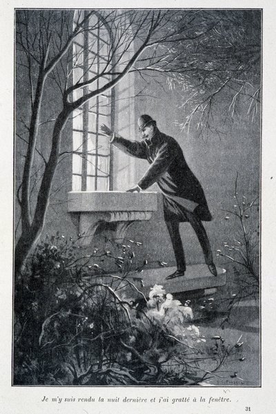 Ik ging gisteravond en krabde aan het raam, illustratie in Conan Doyle
