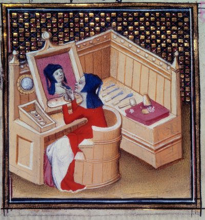Iaia (Marcia de Cyzique), een Romeinse schilderes, schildert haar eigen miniatuurportret uit 