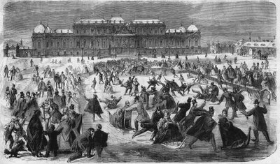 Schaatsen op het Belvedereplein in Wenen in 1864. door Unknown artist