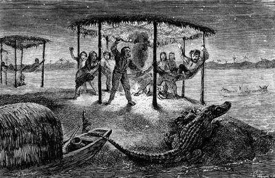 Illustratie "De naturalist op de rivier de Amazone" door Henry Walter Bates (gravure) door Unknown artist