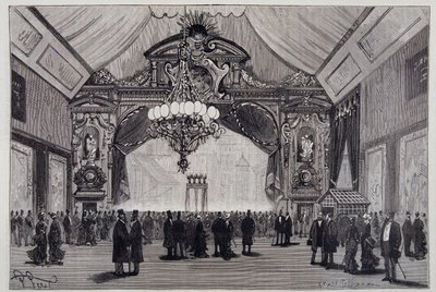 Gloeilampverlichting op de Electriciteitstentoonstelling: de Werdermann-kroonluchter in de theaterzaal - in 