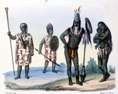 Indianen Encabellados en Jivaros in Ecuador. door Unknown artist