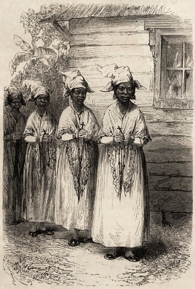 Inheemse vrouwen van Guyana, bij de katholieke processie van het Fête-Dieu door Unknown artist