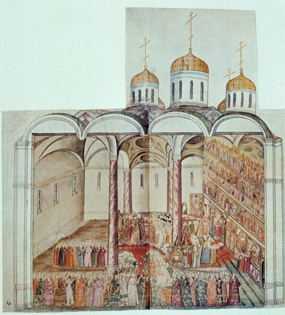 Inhuldiging van Michael III, Tsaar van Rusland (Mikhael Romanov) door Unknown artist