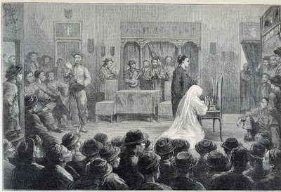 Binnen in een Chinees theater in Californië, tegen het einde van de 19e eeuw door Unknown artist