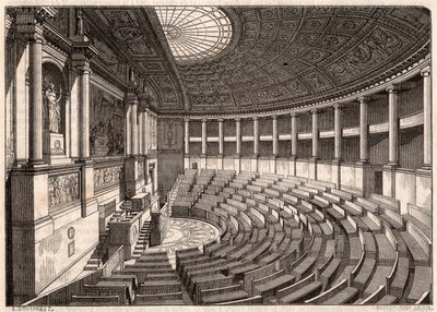 Binnenaanzicht van de Kamer van Afgevaardigden (Nationale Vergadering), voorheen Palais Bourbon genoemd, Parijs, Frankrijk door Unknown