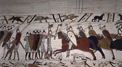 Intendant Wadard (te paard) en de mannen van Guillaume