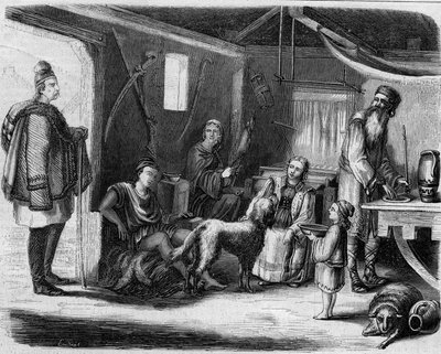 Interieur van een Servisch boerenhuis in de buurt van Belgrado in 1859. door Unknown artist