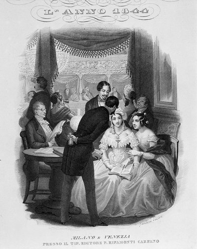 Interieur van een loge van het Teatro alla Scala. 1844 door Unknown artist
