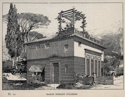 Italiaans Romeins huis - gravure uit 1889 in 