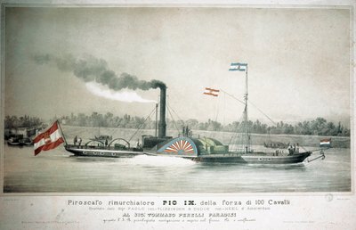 Italiaanse sleepboot Pio IX (19e-eeuwse prent) door Unknown artist