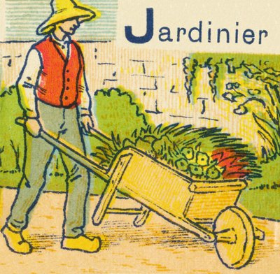 J als tuinman door Unknown artist