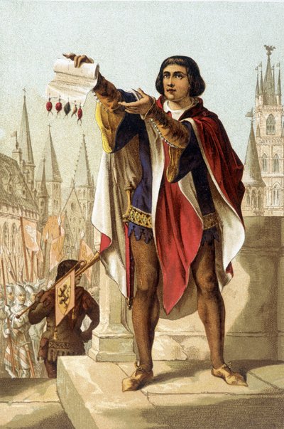 Jacob Van Artevelde. Burger van Gent (1290 tot 1345). Chromolithografie van 1880. door Unknown artist