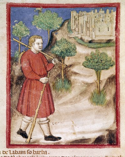 Jakob gaat naar Laban in Mesopotamië Miniatuur uit codex 212 (of padovano of Bijbel van Padua) 1390-1400 Rovigo, Accademia dei Concordi door Unknown artist