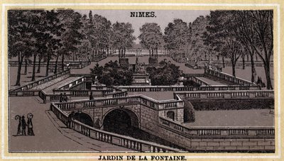 Jardin de la Fontaine in Nîmes (Gard, Languedoc-Roussillon). door Unknown artist
