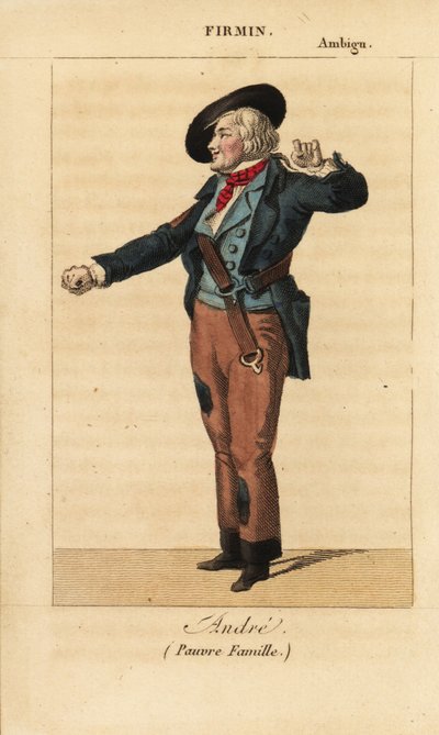 Jean-Baptiste Firmin als Andre in het melodrama Pauvre Famille door Benjamin en Melchior in het Theatre de l