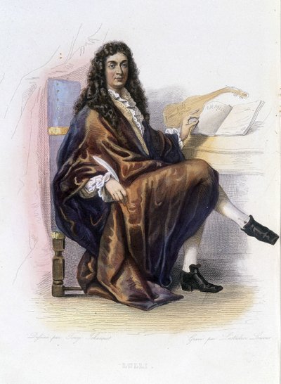 Jean Baptiste Lully (Giovanni Battista Lulli) (1632-1687) - in Le Plutarque français, Ed. Mennechet door Unknown artist