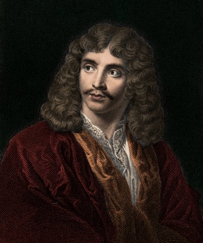 Jean Baptiste Poquelin Molière 1622-1673 - gravure - 19e eeuw door Unknown artist