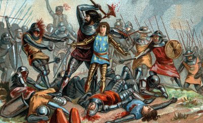 Jan II de Goede en zijn zoon Filips de Stoute bij de Slag bij Poitiers in 1356. door Unknown artist