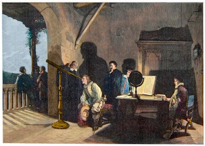 John Milton (1608-1674) bezoekt Galileo Galilei tijdens Miltons Italiaanse tour van 1638-1639 (gravure) door Unknown artist