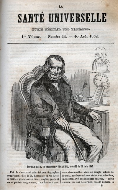 Joseph Claude Anthelme Recamier (1774-1852), Franse chirurg - gravure in 