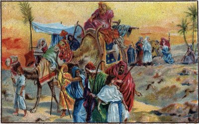 Jozef verkocht door zijn broers (Genesis 37.1-36) - Chromolithografie eind 19e eeuw. door Unknown artist