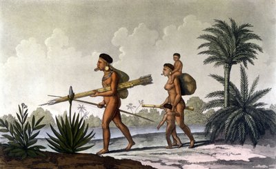 Kerengnatnuck, hoofd van de Botocudos, en zijn familie (Brazilië) - in 