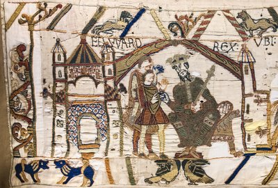 Koning Edward de Belijder stuurt Harold naar Normandië, Tapijt van Bayeux door Unknown artist