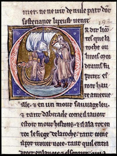 Koning Modreius. Manuscript: Verovering van de Heilige Graal, geschreven 717 jaar na de passie van onze heer. Bibliothèque municipale de Rennes, ms. 255 (Collectie van romans van de Ronde Tafel); Parijs door Unknown artist